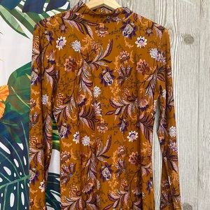 Mudd Floral Mini Mock Turtleneck Dress L